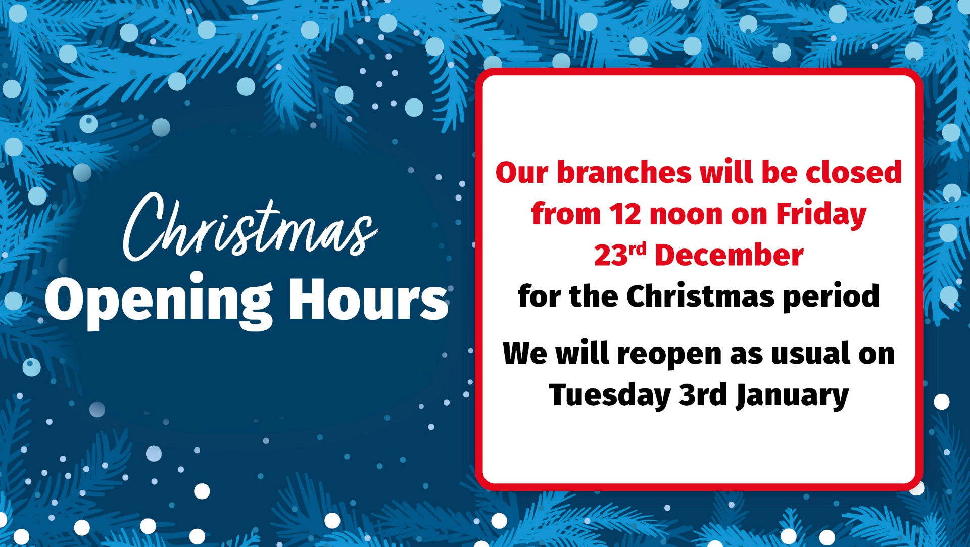 Christmas Opening Hours 2022